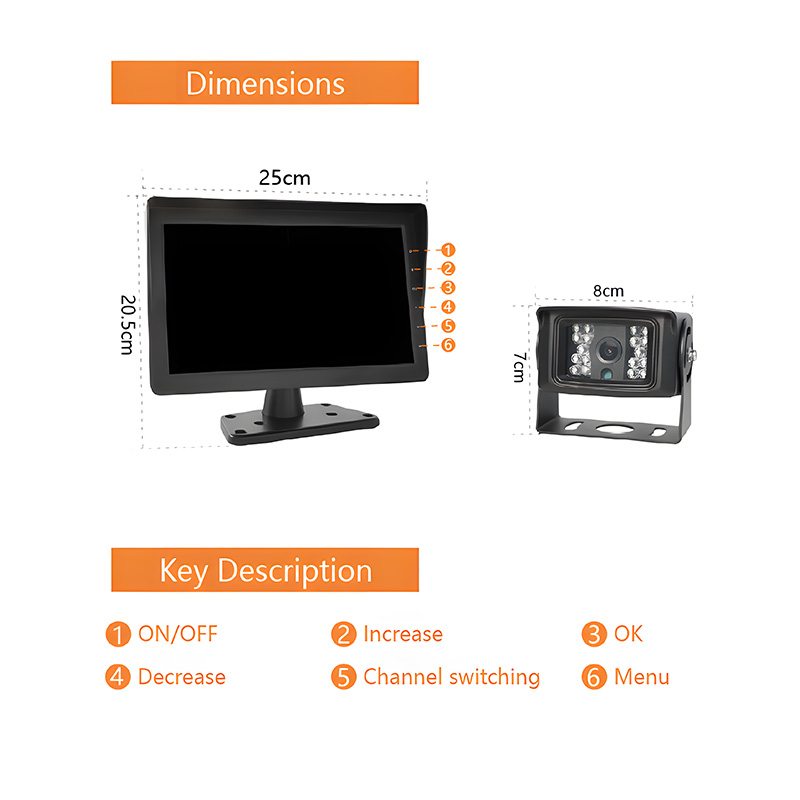 K1014 10.1'' Inch 4CH Quad Monitor Set AHD Wide Angle Camera